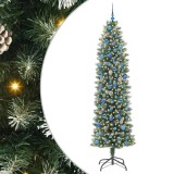 vidaXL Copac Artificial Slăb de Crăciun cu 300 LED Verde și alb 240 cm 3395324