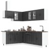 Set dulap de bucătărie 11 piese &bdquo;Lucca&rdquo; lemn negru prelucrat