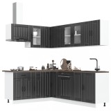 Set dulap de bucătărie 11 piese &bdquo;Lucca&rdquo; lemn negru prelucrat
