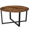 VASAGLE Masa de cafea rotunda, stil industrial, cadru metalic si blat lemn, 88x88x47cm, maro rustic si negru Household NewTrend
