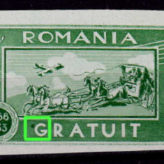 RO 1933 marca scutire porto - GRATUIT, varietate - punct langa "G" , MNH