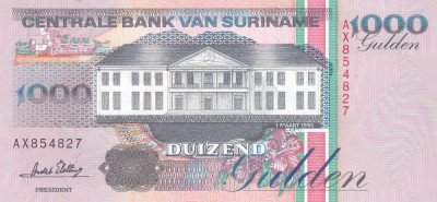 Bancnota Suriname 1.000 Gulden 1995 - P141b UNC ( vezi descriere ) foto
