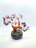 Copac Feng Shui Ametist, 13cm, 38 Cristale, Ghiveci - Decoratiuni Casa, Birou, Cadou Aniversare, Craciun, Violet