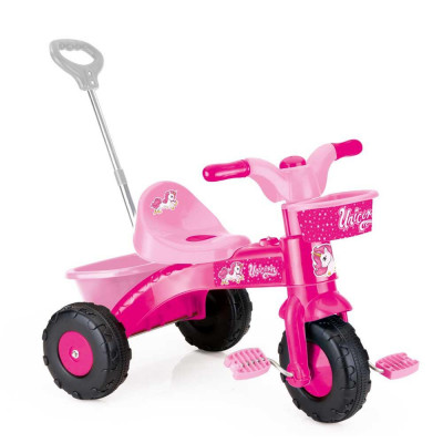 Prima mea tricicleta roz cu maner - Unicorn PlayLearn Toys foto