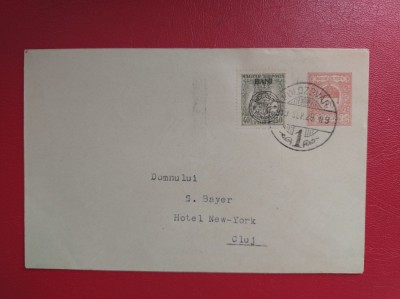1919 - PLIC FRANCAT CU 40 BANI, EMISIUNEA CLUJ, SUPRATIPAR IN POZITIE OPUSA foto