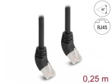 Cablu de retea RJ45 Cat.6A S/FTP unghi sus/sus 45 grade 0.25m Negru, Delock 80259