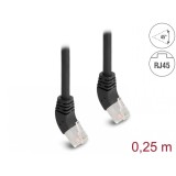 Cablu de retea RJ45 Cat.6A S/FTP unghi sus/sus 45 grade 0.25m Negru, Delock 80259