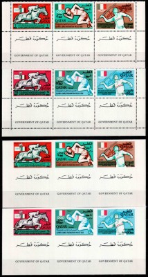 Qatar 1968, Mi #259-264 A+B, valori noi, sport Olimpiada Mexic, MNH, cota 300 &amp;euro;! foto
