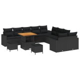 vidaXL Set de canapele pentru grădină 13 pcs Negru poliratan 3361669