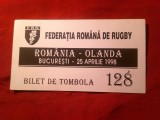 Bilet Tombola nr.128 la Meci Rugby 1998 Romania-Olanda la Bucuresti