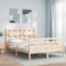 vidaXL Cadru de pat cu tăblie, dublu, lemn masiv