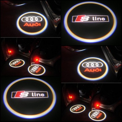 Set 2 proiectoare portiere LED logo emblema S Line dedicate foto