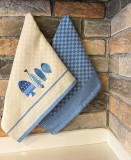 Cumpara ieftin Set de 2 prosoape bucătărie, bumbac 100%, Odel Buldan Bleu Marine