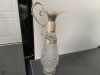 Superbă carafă din sticlă cu montură argintată,veche,de colecție/decor.