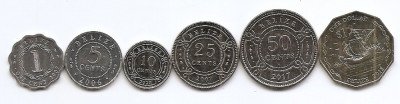 Belize Set 6 - 1, 5, 10, 25, 50 Cents 1 $ 2006/20, V18, UNC !!! foto