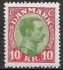 C5523 - Danemarca 1928 - 1o Kr.Cristian neuzat cu sarniera, Nestampilat