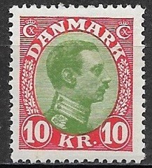 C5523 - Danemarca 1928 - 1o Kr.Cristian neuzat cu sarniera foto