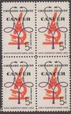 SUA 1965 - Lupta &icirc;mpotriva cancerului, medicina, microscop, bloc de 4 neuzat