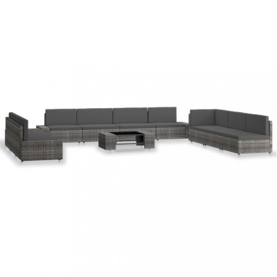Gossi set mobilier de gradina, 10 piese, gri, poliratan foto