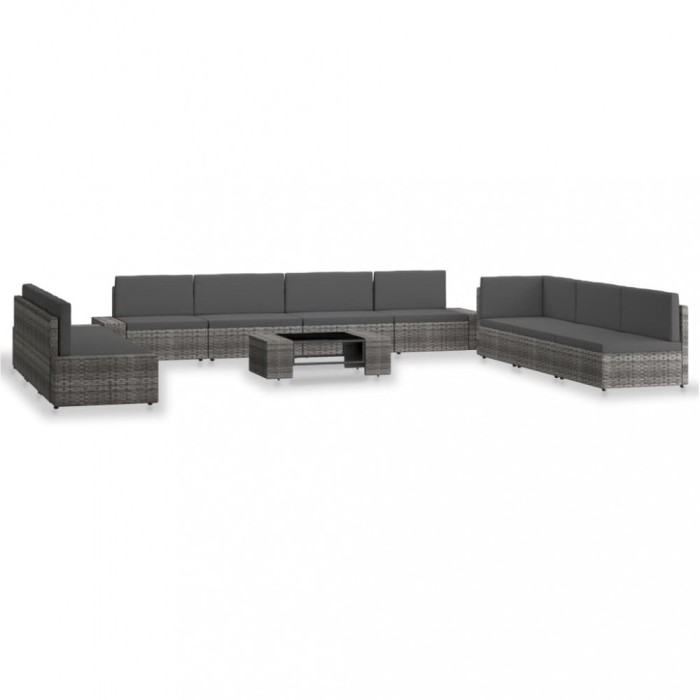 Gossi set mobilier de gradina, 10 piese, gri, poliratan