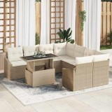Cumpara ieftin Set de canapele pentru grădină cu pernă 9 pcs bej și crem