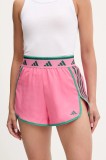 Adidas Performance pantaloni scurți de antrenament Hyperglam culoarea roz, cu imprimeu, high waist, JE8828