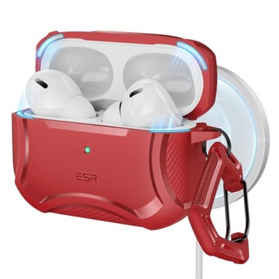 Husa pentru Apple AirPods Pro 1 / 2 - ESR Cyber Armor Tough HaloLock - Red foto