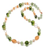 Cumpara ieftin Colier Gloria jad, cuarț rutilat, perle roz Argint 925 placat aur roz 76cm Handmade Italia +Cutie Cadou