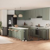 vidaXL Poartă c&acirc;ini pliabilă cu ușă 15 panouri negru 750 cm, lemn plop