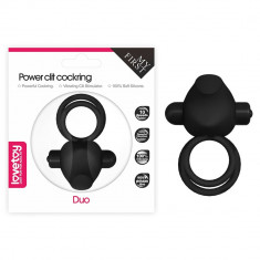 Power Clit Duo Silicone Cockring Black - Inel Penis cu 10 Viteze Vibrație