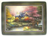 FARFURIE DECORATIVA TABLOU PORTELAN DECOR THOMAS KINKADE BRADEX EDITIE LIMITATA STEPPING STONE COTTAGE 21 CM