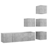 Cumpara ieftin Set de dulapuri TV, 6 piese, gri beton, lemn prelucrat