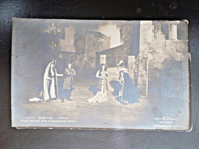 Carte postala, scena din piesa Viforul, inceput de secol XX foto