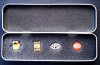 Set 4 Insigne Auto Opel Originale, Cutie Metalica Colectie - Vintage, Embleme Pin Opel