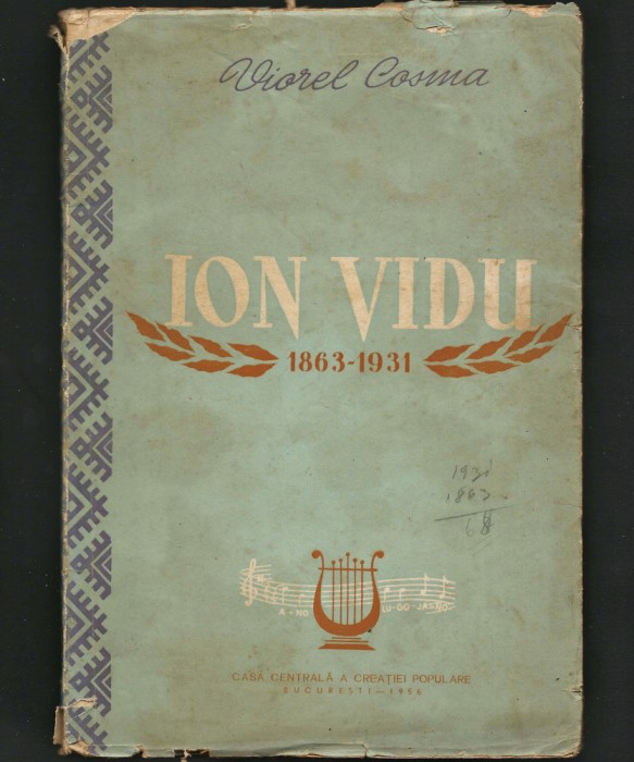 ION VIDU - 1863/1931 - VIOREL COSMA - CASA CENTRALĂ A CREAȚIEI POPULARE, 1956
