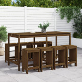 VidaXL Set mobilier bar de grădină, 9 piese, maro miere lemn masiv pin
