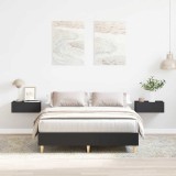 VidaXL Cadru de pat fără saltea, negru, 135x190 cm, lemn prelucrat