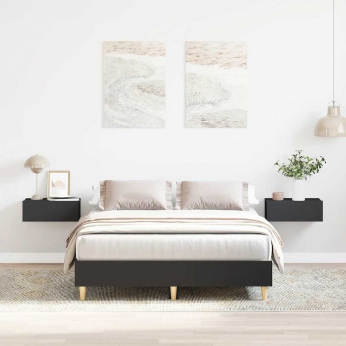 vidaXL Cadru de pat fără saltea, negru, 135x190 cm, lemn prelucrat 861067