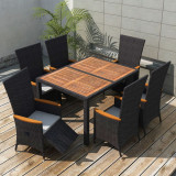 Set mobilier de exterior 7 piese negru poliratan lemn acacia GartenMobel Dekor, vidaXL