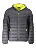 Geacă bărbați cu 2 buzunare exterioare, glugă, logo, Gri &icirc;nchis, 2XL
