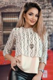 C774-1151 Bluza casual/elegant asimetrica accesorizata cu lant metalic