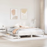 Cumpara ieftin Cadru de pat fără saltea, alb, 200x200 cm, lemn masiv pin