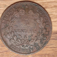 Franta - moneda de colectie bronz - 5 centimes 1894 A (Paris) - foarte frumoasa!
