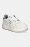 Tommy Jeans sneakers TJW RETRO BASKET FLATFORM METAL culoarea alb, EN0EN02607