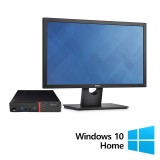 Pachet Calculator Refurbished Lenovo ThinkCentre M700 Mini PC, Intel Core i5-6400T 2.20 - 2.80GHz, 8GB DDR4, 256GB SSD + Monitor 22 Inch + Windows 10