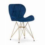 Cumpara ieftin Scaun bucatarie/living, Artool, Nest, catifea, metal, bleumarin si auriu, 47x53x73 cm
