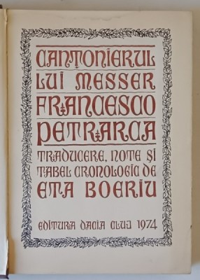 CANTONIERUL LUI MESSER de FRANCESCO PETRARCA , 1974 foto