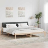 Cumpara ieftin Cadru de pat maro si gri inchis 200 x 200 cm Lemn masiv de pin