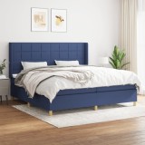 VidaXL Pat box spring cu saltea, albastru, 200x200 cm, textil