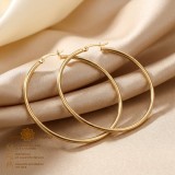 Cercei Cercuri Maxi Brazilia , 6,5 cm, placati cu aur 18K